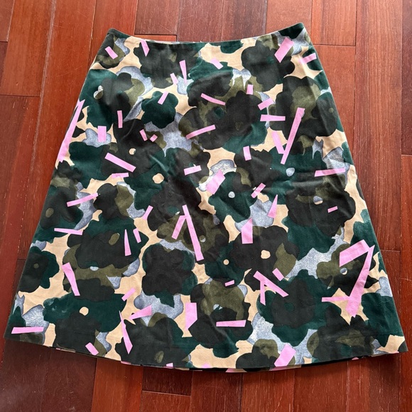 MARIMEKKO Taiga A-Line Midi Skirt in Pink and Green Geometric Pattern Sz 42 - Picture 2 of 4